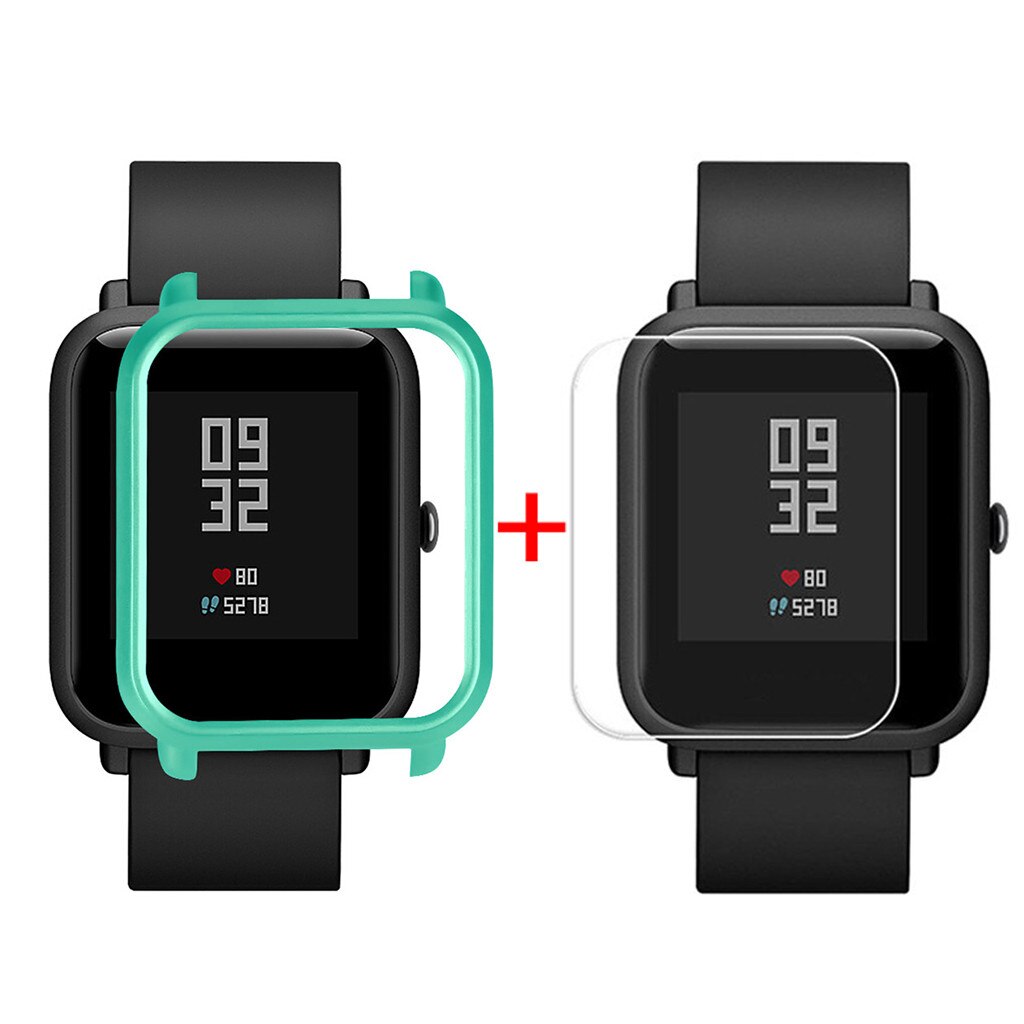 Protector Case Cover Shell + Screen Protector For Xiaomi / Huami Amazfit Bip Youth Watch Slim Colorful Frame Case Cover #25: Green