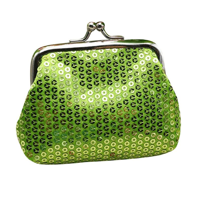 Womens Small Sequin womens wallets and purses Coin Purse Clutch Handbag Bag monederos para monedas kids wallet mini purse Lucky: Green