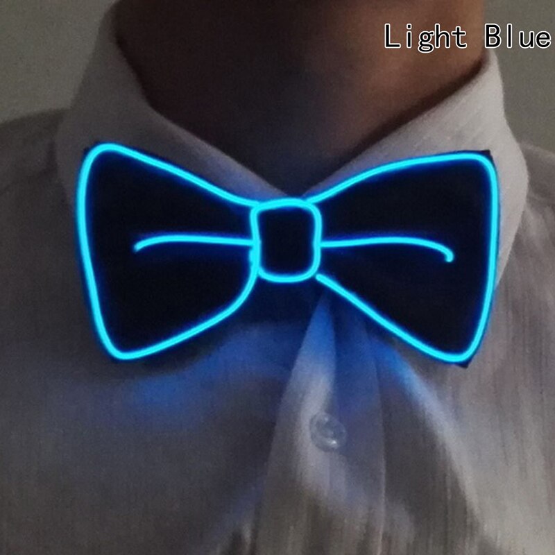 Men LED Wire Flashing Light Up Bow Tie Luminous Bow Tie Necktie For Men Club Wedding Dance Party Christmas Year: Sky Blue
