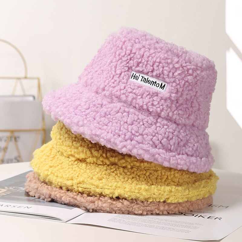 Winter Vrouwen Hoeden Teddy Fluwelen Warm Oor Protector Visser Hoed Accessoires Vintage Lam Fluwelen Cap Mooie Pluche Emmer Hoed CL99