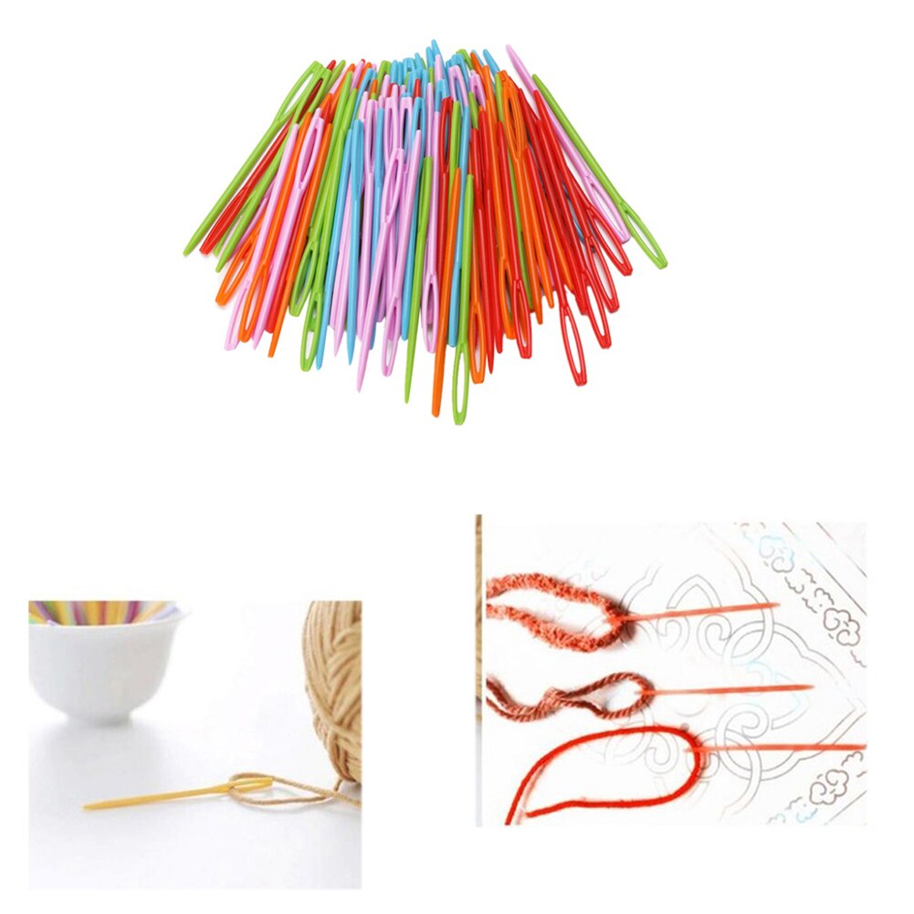 Bricolage 20/100 pièces Crochet crochets pull tissage outils aiguilles à tricoter plastique 7CM multicolore tapisserie laine fil aiguille