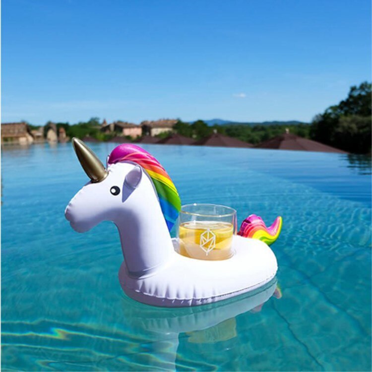Supporto di Tazza gonfiabile unicorno fenicottero bere titolare Piscina Galleggiante Piscina di Balneazione Giocattolo Ciambella ananas festa sbarra Sottobicchieri: unicorno