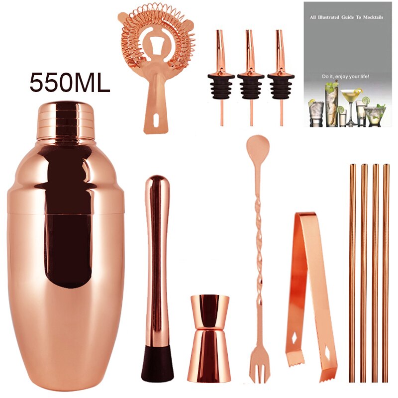 3-12 sztuk Boston Shakers Rose Shaker do koktajli ze stali nierdzewnej mikser wina 550ml 800/600ML zestaw barmański akcesoria barowe Dropshipping: RG 550ml No Rack