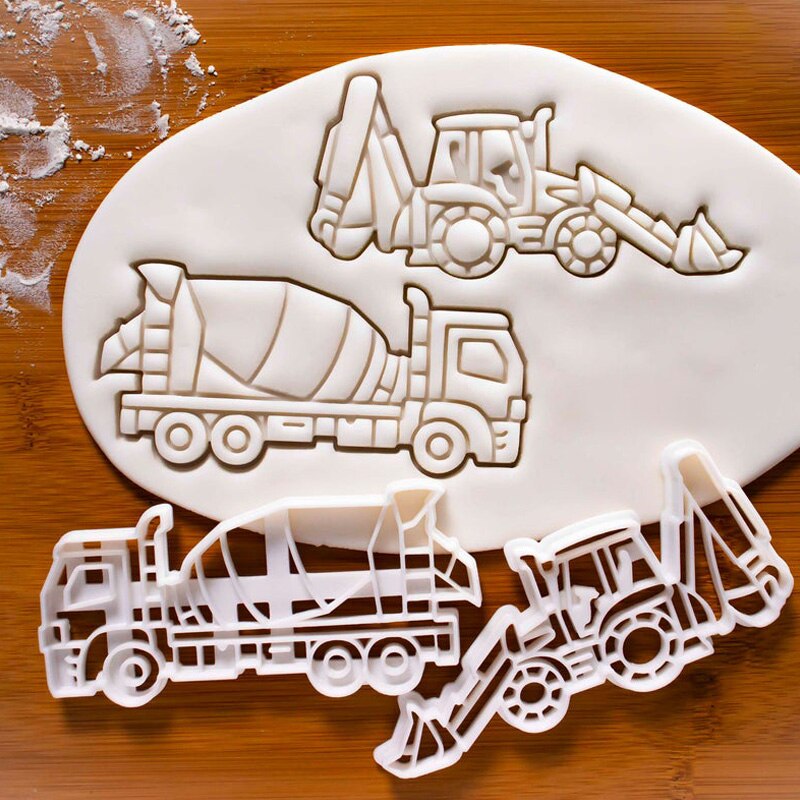 Molde de ingeniería de dibujos animados para galletas, cortador de galletas, glaseado de Fondant, de Tractor, de mantequilla y camión de bomberos