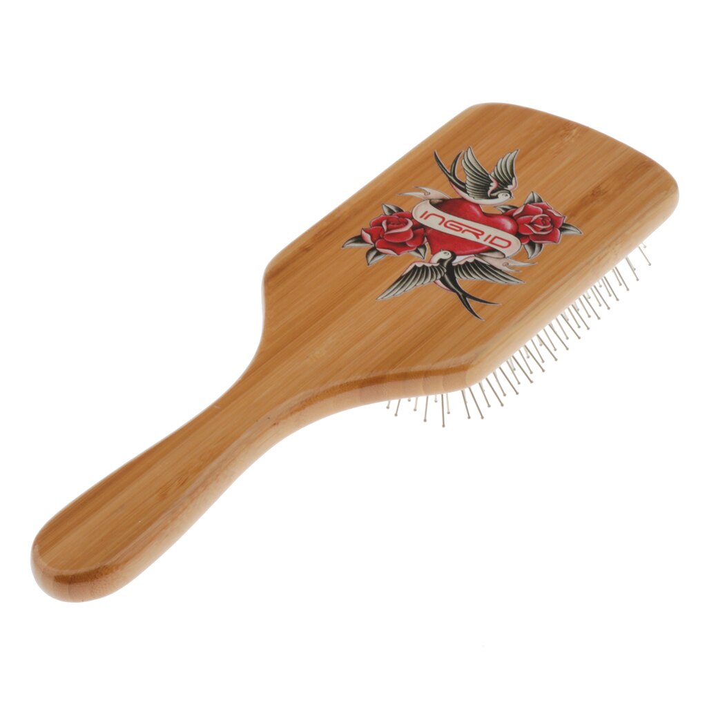 Natuurlijke N Paddle Haarborstel Hoofdhuidmassage Luchtkussen Stalen Tanden Detangling Hair Brush