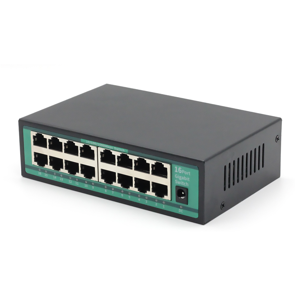Switch Ethernet Gigabit a 16 Porte 10/100/1000 Mbps Hub RJ45 per Rete Domestica e Ufficio: 100V-240V Spina EU