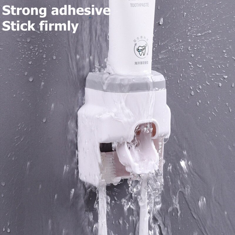 Wall Mount Automatic Toothpaste Dispenser and Small Toothbrush Holder Toothpaste Squeezer for Family Shower Bathroom