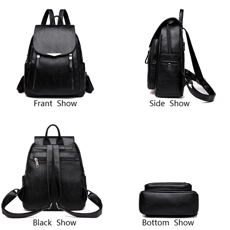 Femmes sac à dos PU femme sacs à dos Vintage en cuir sacs d'école grande capacité sac d'école pour filles Double fermeture éclair sacs à bandoulière