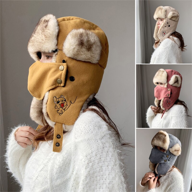 The Modern Ushanka-gorro de invierno resistente al viento, gorros cálidos para exteriores, con orejeras, para mujer