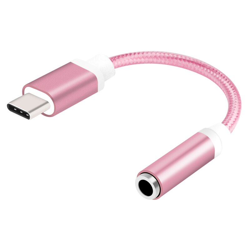 Type-C tot 3.5mm Oortelefoon kabel Adapter usb 3.1 Type C USB-C male naar 3.5 AUX audio vrouwelijke jack voor Samsung Huawei Xiao mi mi 8 A2: Rose Gold