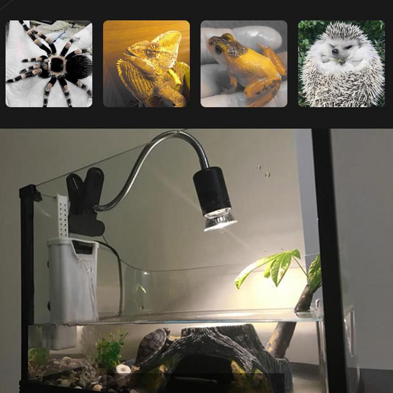 Flexible Reptile Lizard Turtle Basking Heat Light Lamp Holder UV Bulb Clip 360 Degrees Flexible Desk Lamp Holder