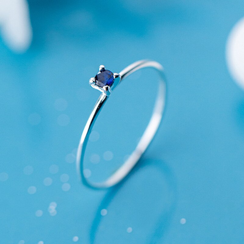 INZATT Real 925 Sterling Silver Blue Zircon Ring For Women Fine Jewelry Cute Minimalist Accessories