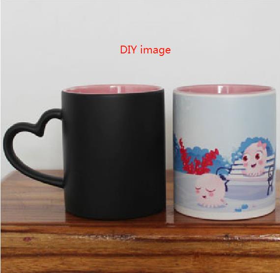 Blank 350ML 12oz Ceramic Magic Mug without Printing for Sublimation use: Inside Pink