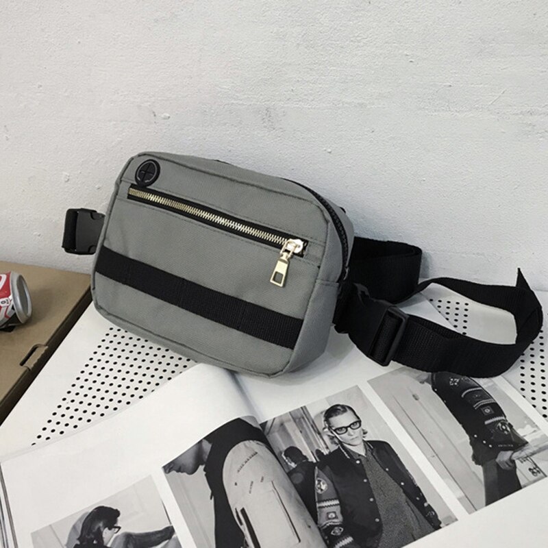 Bolsa de pecho para hombre, pequeña ropa informal estilo Hip Hop, bolsa de pecho funcional, bolso cruzado de hombro, bolsas de ropa de calle ajustables, riñoneras blancas