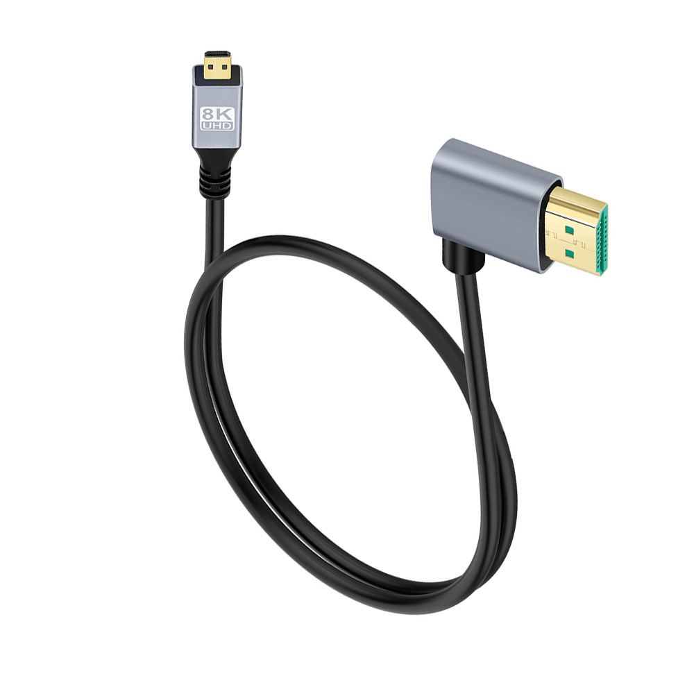 8k mikro-hd/mini-hd-kabel 90 gradere opp/ned/venstre/høyre vinkel ultratynn 3d skjermkabel til kamera bærbar pc skjerm hdtv: Gul / <= 0.5m