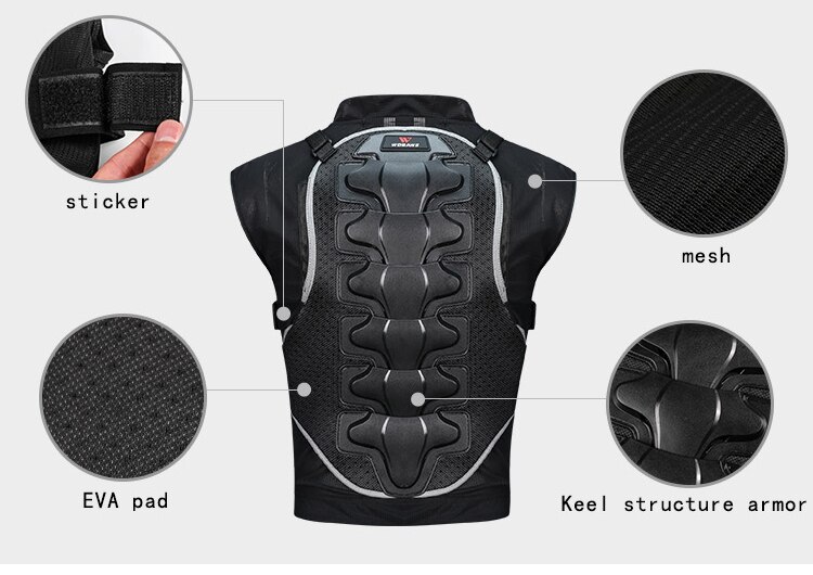 WOSAWE Motorcycle Armor Vest Motocross Cycling Equipment Cool Mesh Body Protective Off-Road Racing Chest Protector Skating Ski