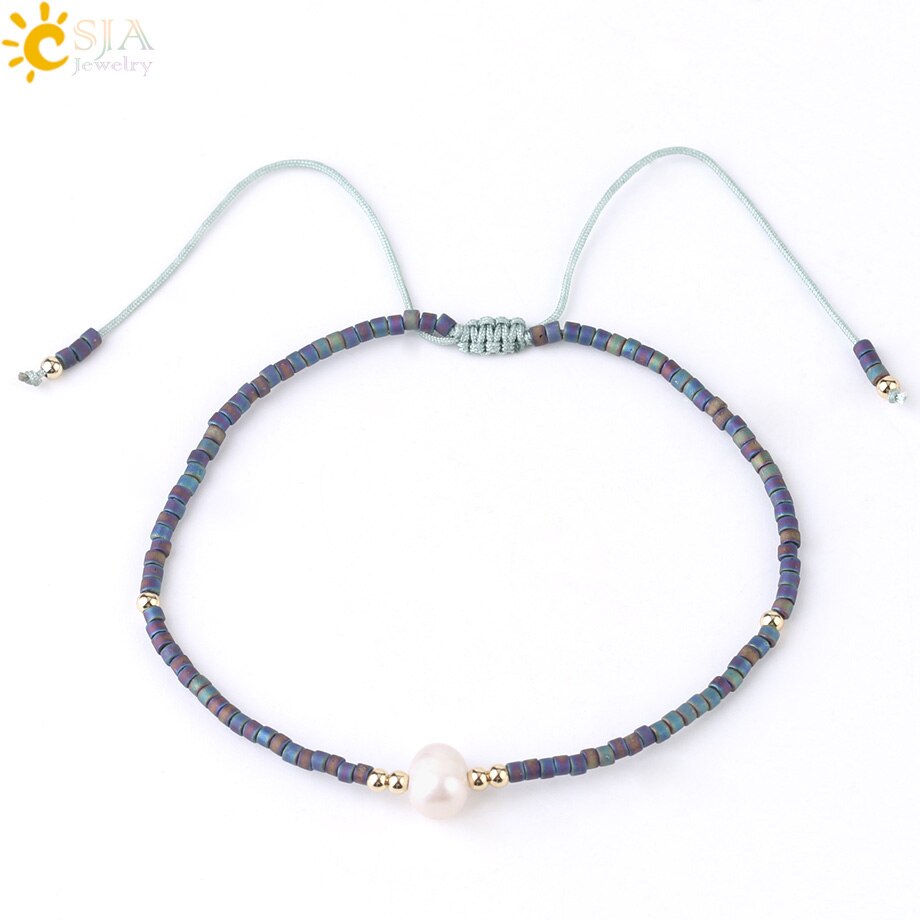 CSJA, Pulseras Miyuki de verano para Mujer, Pulseras para Mujer, , cuentas de perla Delica, joyería de mano, pulsera chapada en Color Metal S337: K