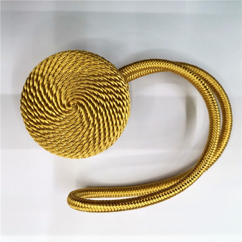 Magneter för gardin magnethållare fånga gardin tillbehör knyta tillbaka europa stil kort flätad rund magnetisk magnet: Guld-