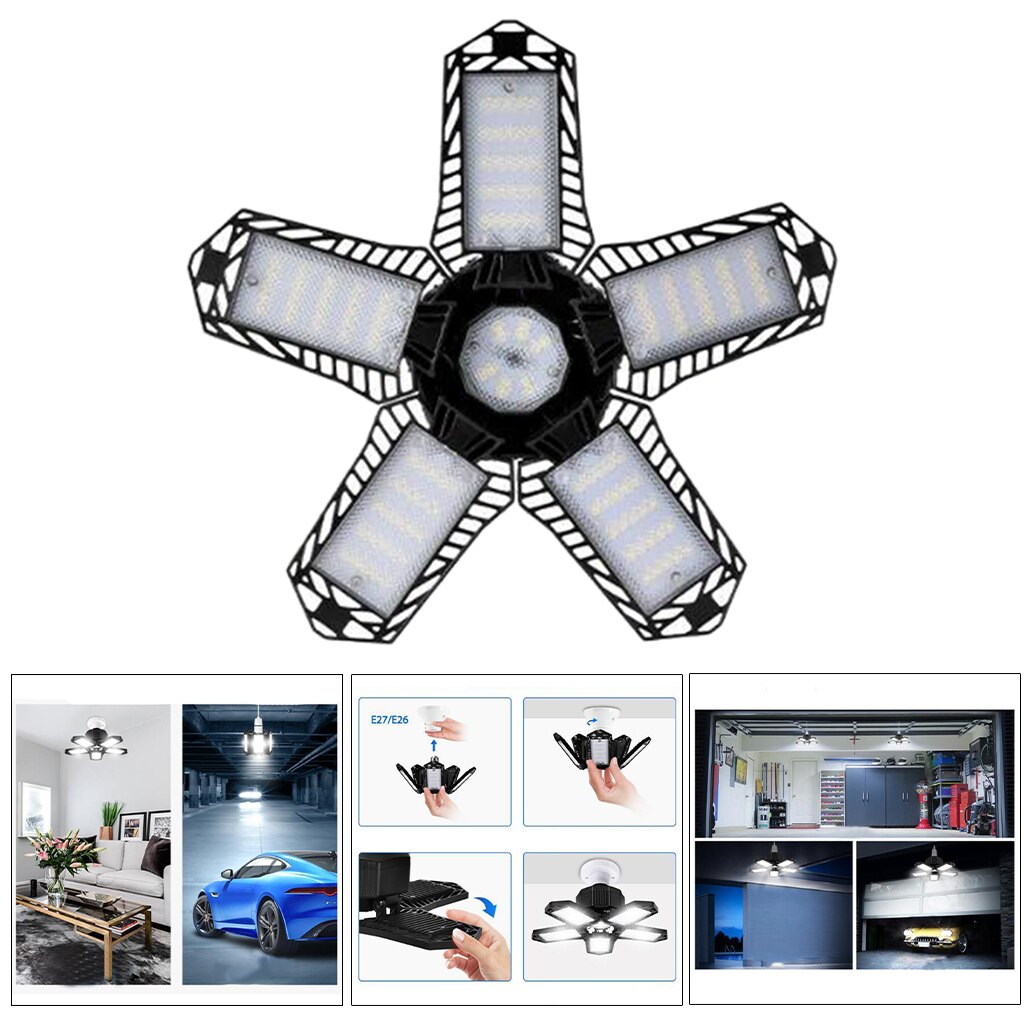 LED Garage Lights Deformable Ceiling Lights Fixture Lamp Warehouse Workshop