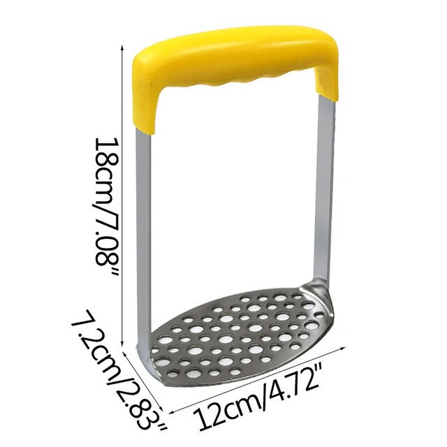 Potato Masher Stainless Steel Fruit Vegetable Tool Potato Maker Kitchen Accessories Gadgets Cooking Tools: A-Yellow