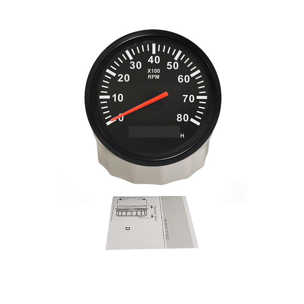 Drehzahlmesser 3K 4K 6K 8K RPM Tacho Gauge REV Zähler mit Stunde Meter 85mm Benzin diesel Motor 9-32V Rot Hintergrundbeleuchtung: 8K-BN