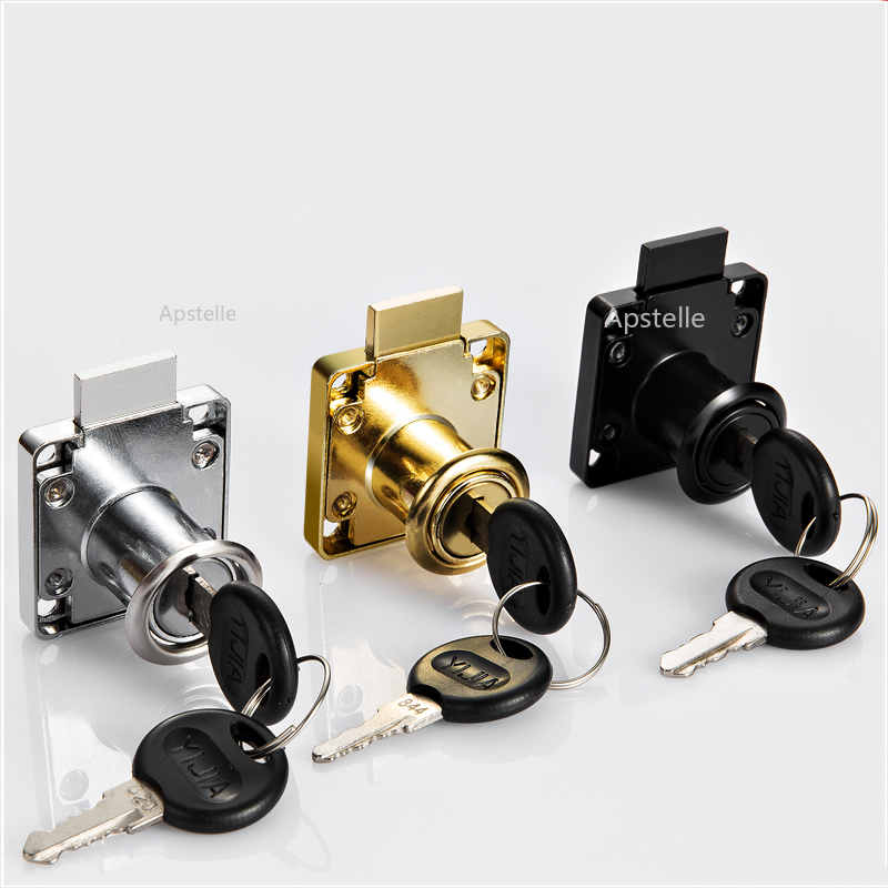 PQB High-grade Desk Drawer Lock 22/32mm Silver Gold Blcak Wardrobe Locks Cabinet Locks Furniture Cam Locks Drilling with Keys