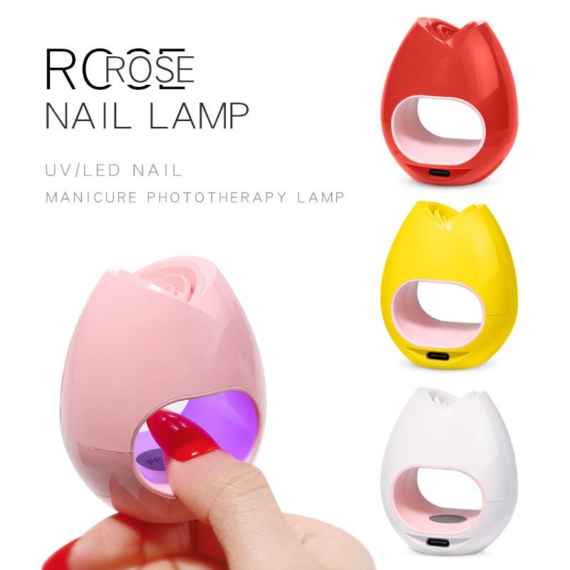 Rose Uv Led Lamp Machine Mini Usb Zon Ledlamp Sneldrogend Enhancement Fototherapie Uv Gel Nagellak Manicure Gereedschap wit