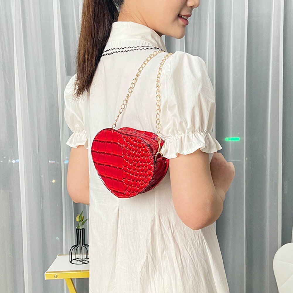 Bolso de hombro clásico para mujer, bandolera con forma de corazón, informal, de