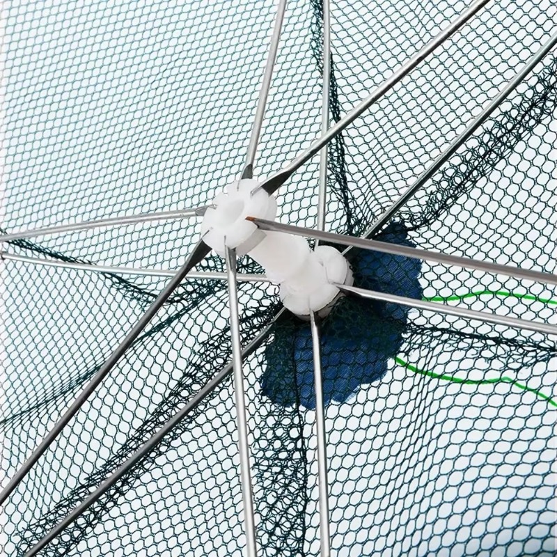 4-16 Holes Strengthened Fishing Net Shrimp Cage Foldable Nylon Automatic Umbrella Shape Fish Trap Cast Folding Landing Net