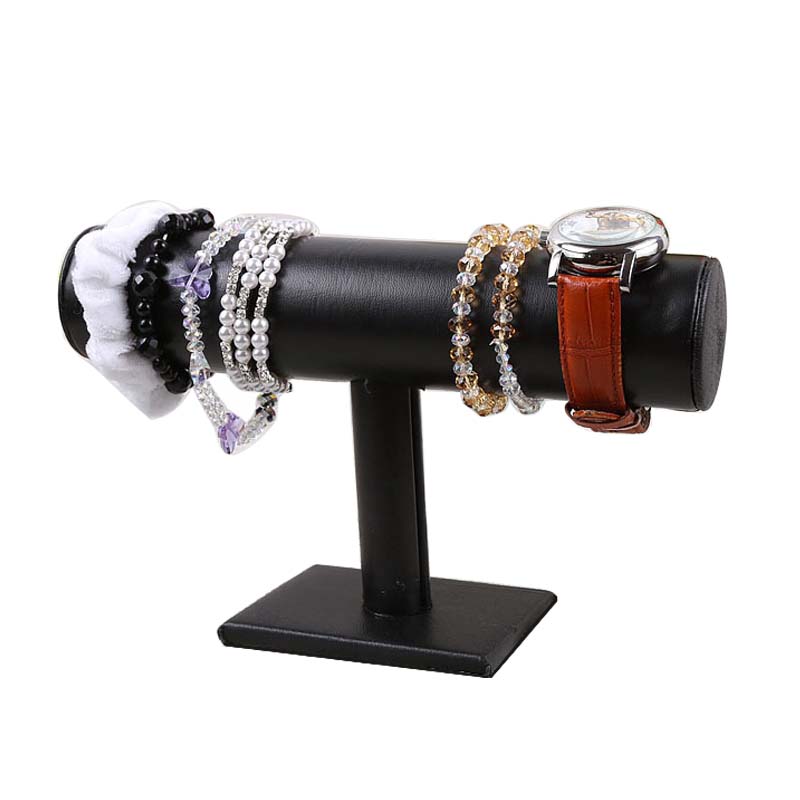Support à Bracelets En Velours En Forme De T - Organisateur Et Présentoir à Bijoux Élégant (Noir)