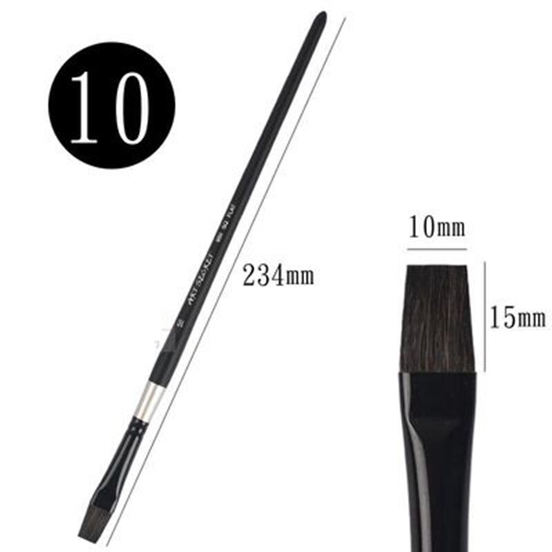 Platte eekhoornhaar aquarelverf penselen schilderpenseel voor aquarel, gouache, acrylverf kunstbenodigdheden: Vlak 10