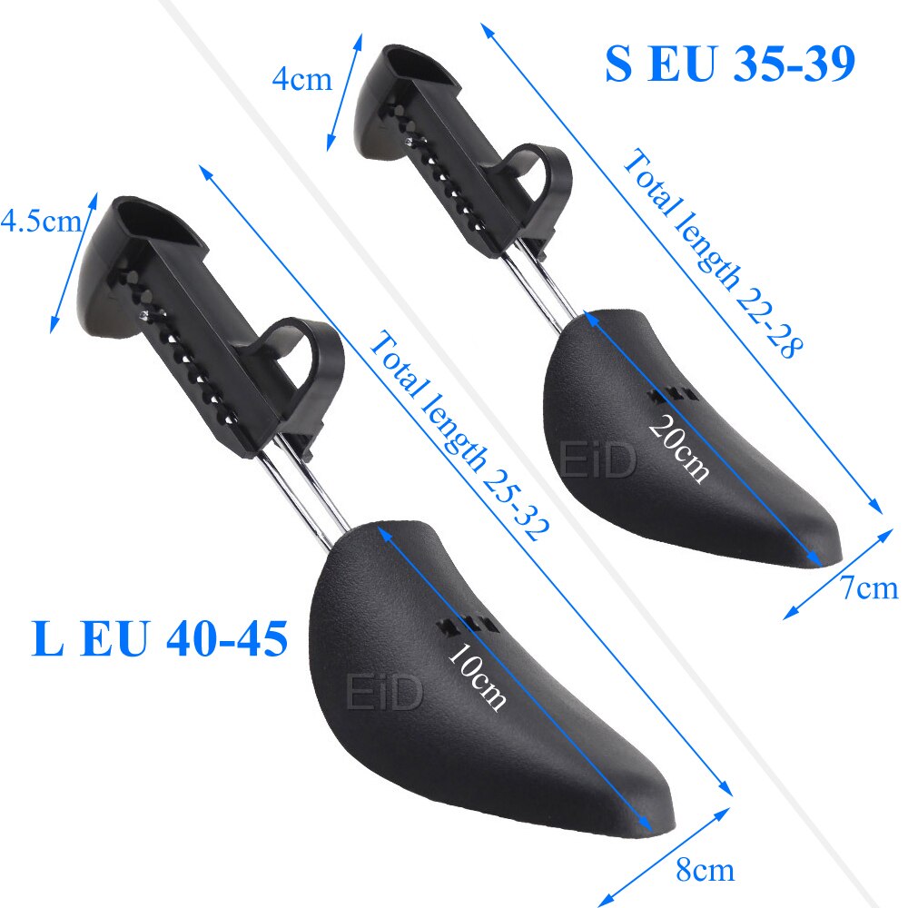 1 par praktiska plastsko trädskor bår, justerbar man kvinnor lägenheter pumps boot shaper rack expander träd storlek s/l