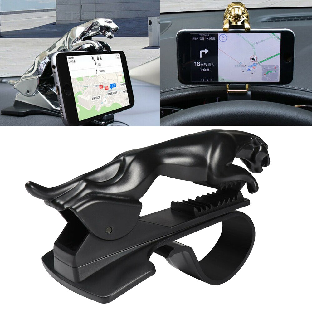 Leopardformad biltelefonhållare instrumentbrädefäste universal mobiltelefonklämma gps-fäste mobiltelefonhållare förvaringsställ 0