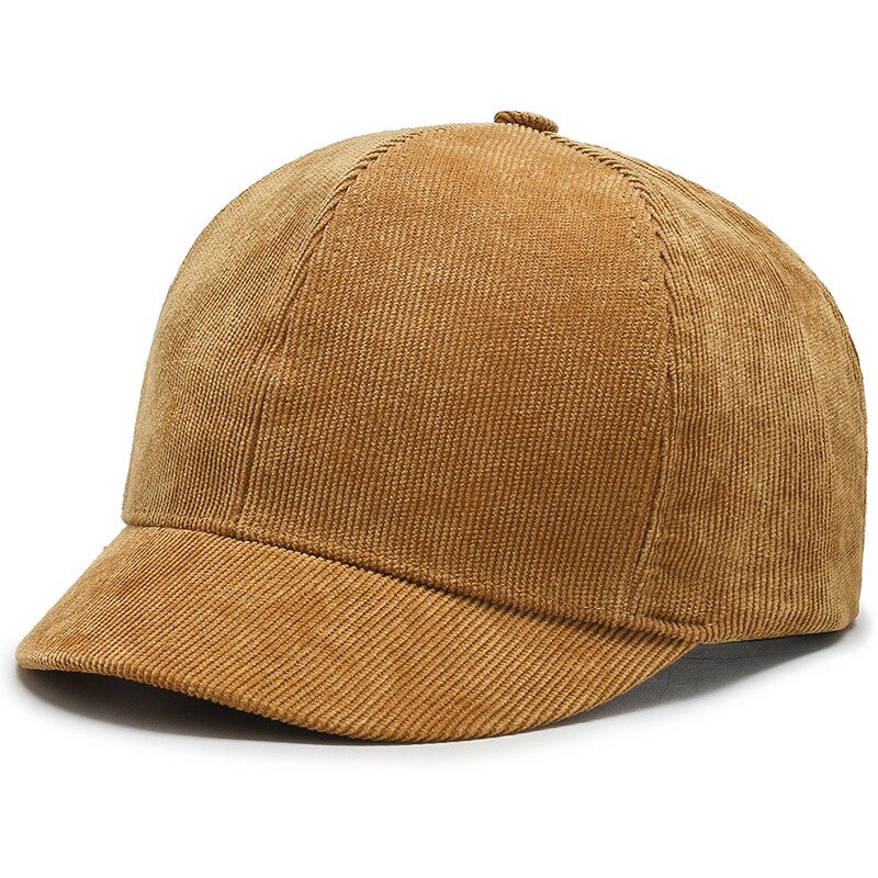 Kort rammehette ensfarget baseballcap menn kvinner høst vinter utendørs hesteluer kordfløyel snapback uformell hatt: 2