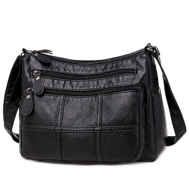 Sac à épaule en cuir PU souple pour femmes, sacoche multicouches pour dames, bourse sacs à main décontractés