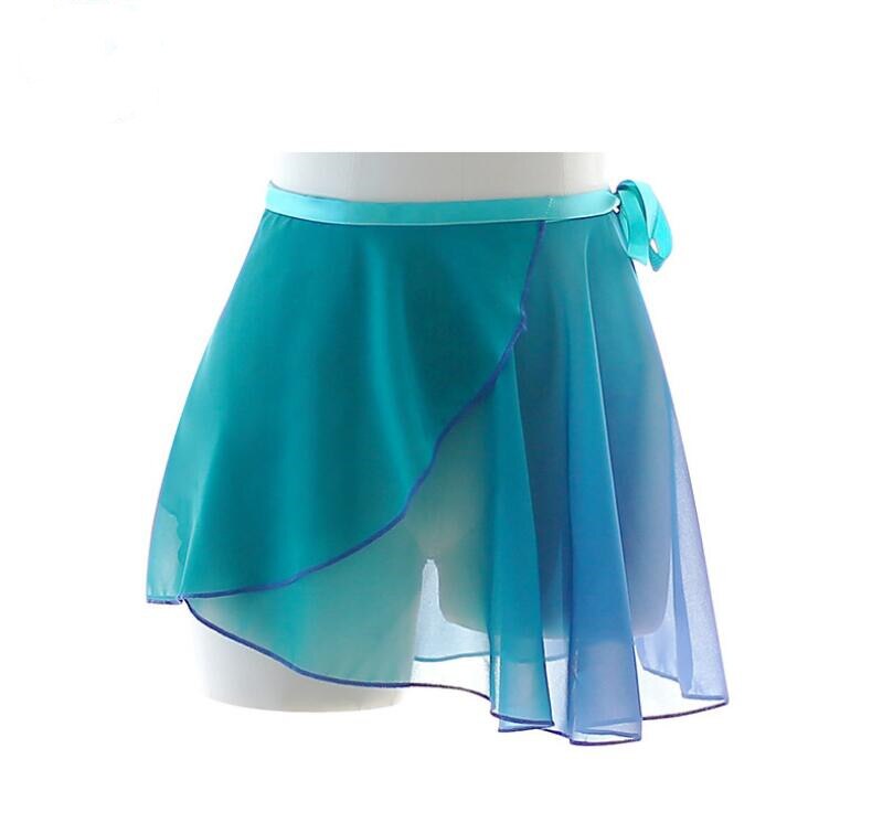 Faldas cortas de gasa para Ballet para mujer y niña, Ropa de baile ligera suave, falda de Ballet de Color contrastante negro-rojo: Green Blue