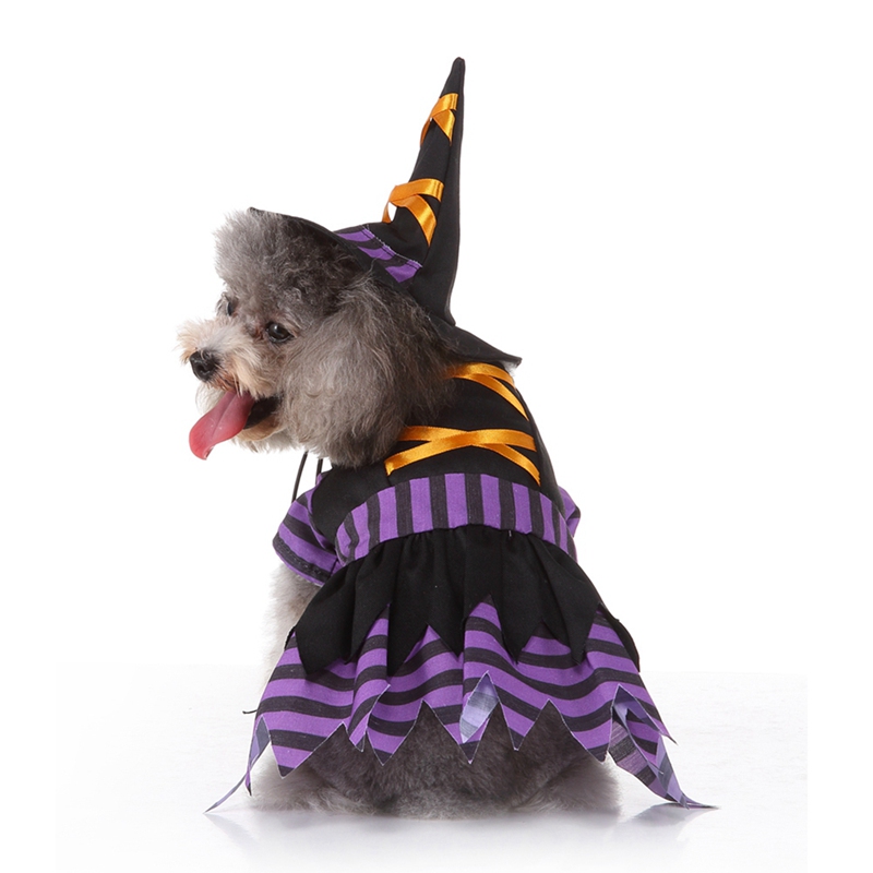 Grappige Hond Kleding Halloween Kostuum Puppy Jas En Hoed Gestreepte Wizard Outfits Set Voor Kleine Middelgrote Honden Huisdieren Kleding Hond sets