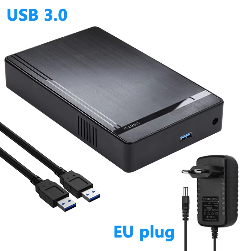 Obudowa dysku twardego 3,5 cala SATA na USB 3.0 adapter 5 Gb/s Zewnętrzny dysk twardy Obudowa szybkiego dysku twardego 2,5" 3,5" SSD robić komputera PC: Srebrny