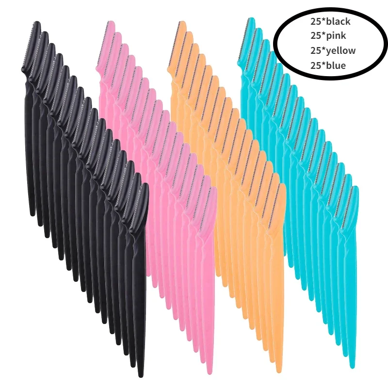 Karsyngirl 100Pcs Eyebrow Trimmer Blade Shaver Portable Face Razor Eye Brow Epilation Hair Removal Cutter Safety Razor for Woman: Brushed Brass
