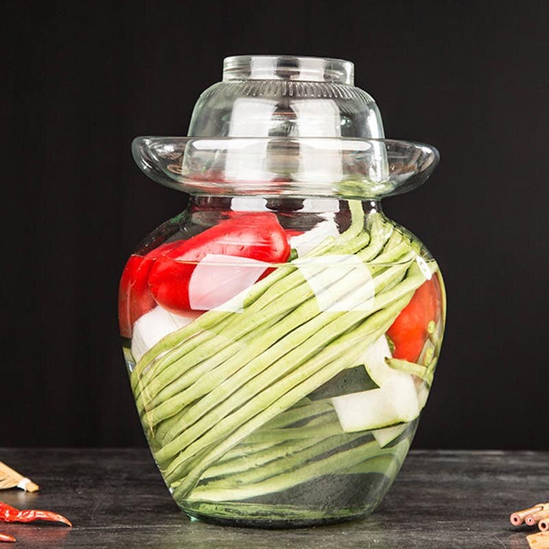 Frascos de vidrio coreanos japoneses de 2,5l, depósito de fermentación de verduras tradicionales chinas, frasco de Kimchi para el hogar, contenedor de decapado
