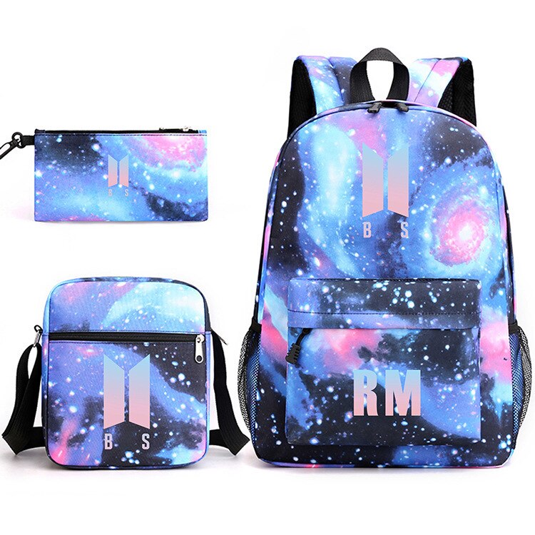 Starry Sky Pattern Schoolbag Pencil Case Shoulder Bag Set Large Capacity Backpack JIN SUGA J HOPE JIMIN V JUNGKOOK Travel Bag: 09