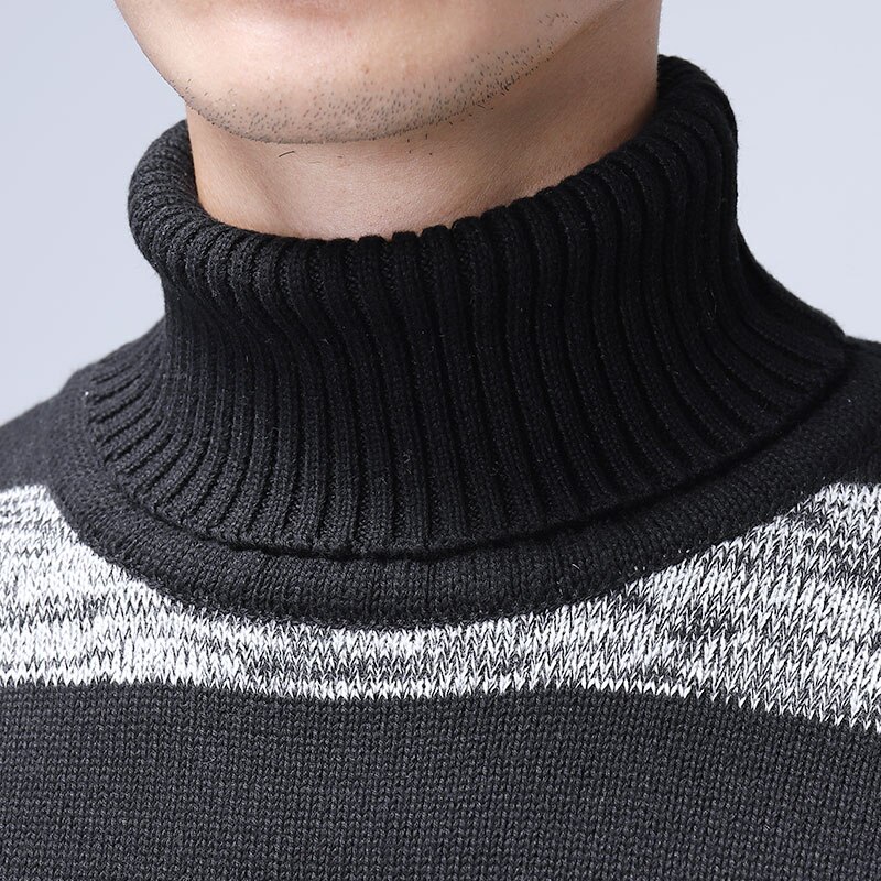 Menn stripet turtleneck genser oversize høst varm bomullsgenser herre genser for menn slim fit genser pull homme klær slim