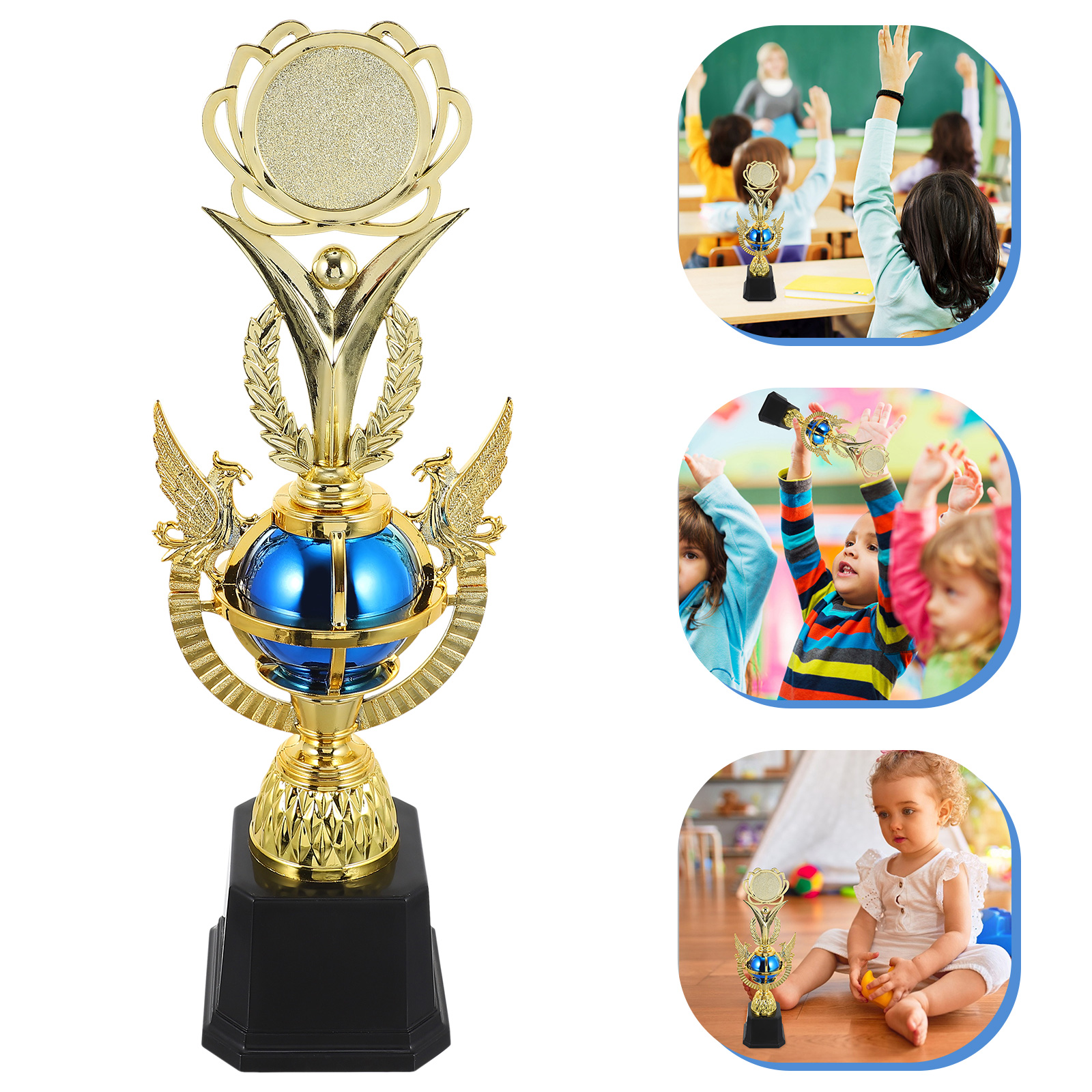 1pc Kids Competition Reward Trophy Kids Prize Cups School Rewarding Prop: Blue