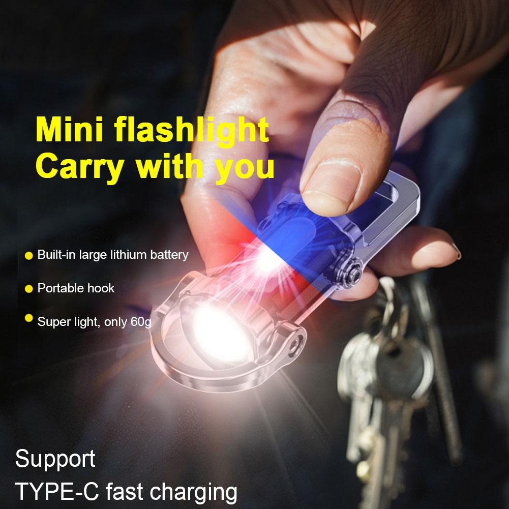 Rechargeable Keychain Flashlights 800 Lumens EDC COB Work Light 7 Modes Emergency Keychain Light for Walking Searching Hiking