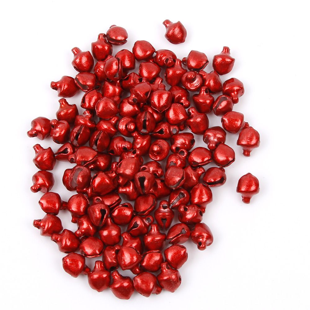Populære 100 stk løse perler mini jingle klokker juledekoration diy håndværk cn: Rød