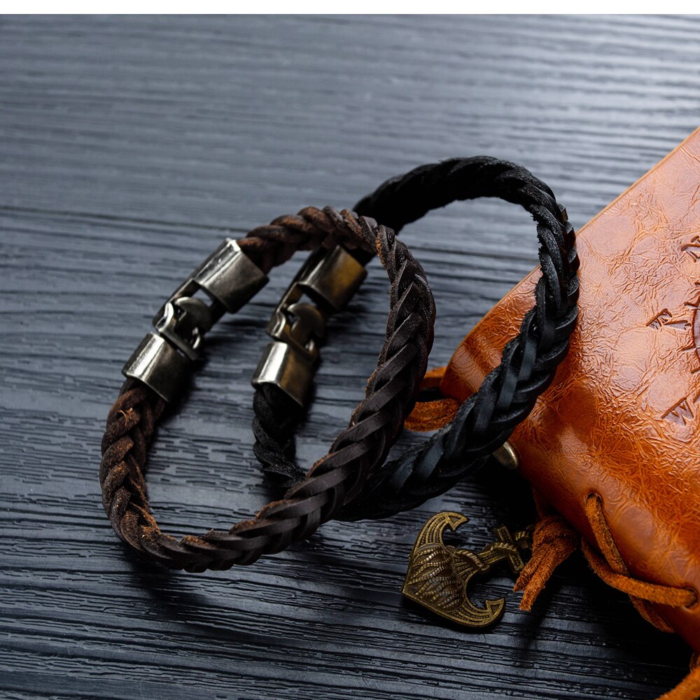 EyeYoYo 210mm sans fil tissage cuir corde Bracelet