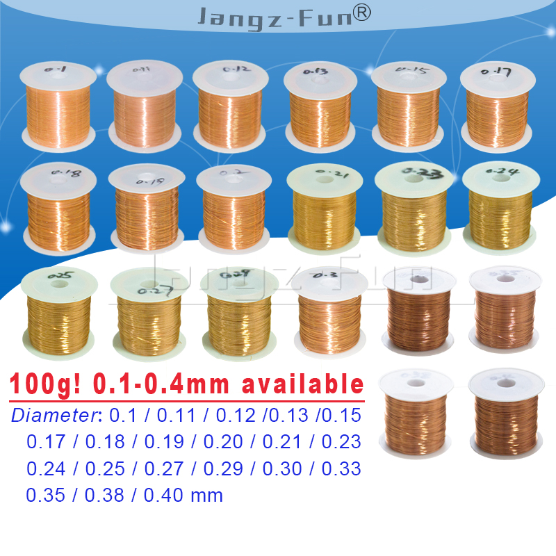 100g polyuretanemaljerad koppartråd lackerad diameter 0.1mm to 0.4mm qa -1/155 2 uew för transformatortrådbygel