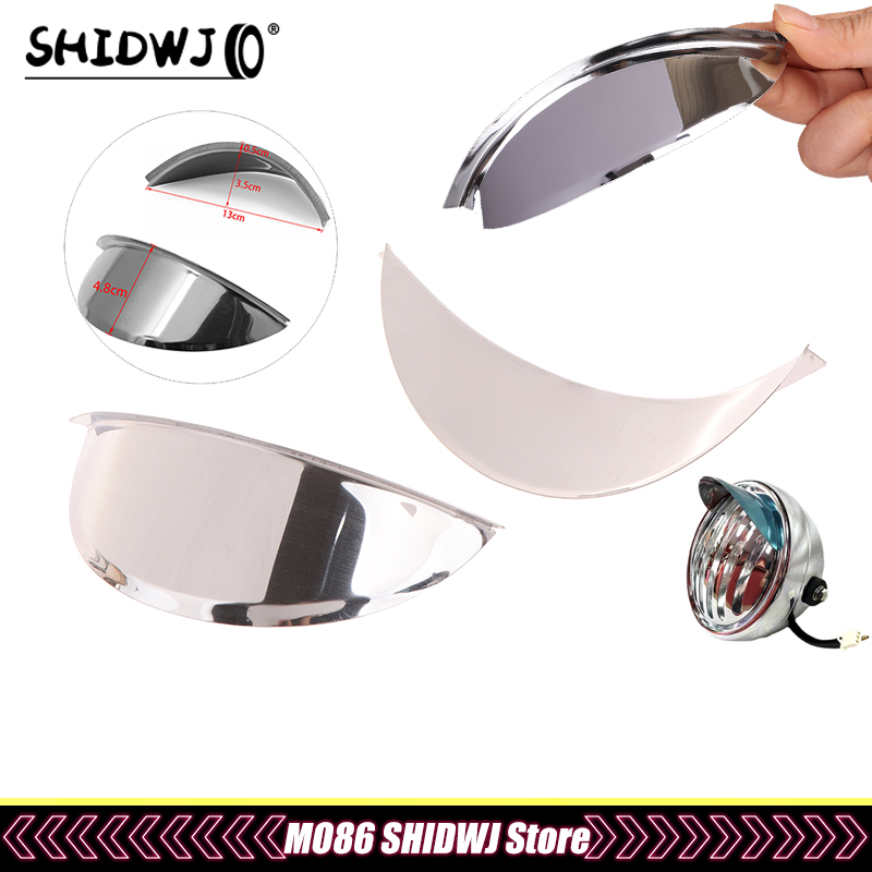 Universal cromo metal scooter farol capa à prova de chuva 5.75 "/7" para cafe racer motocicleta frente lâmpada viseira