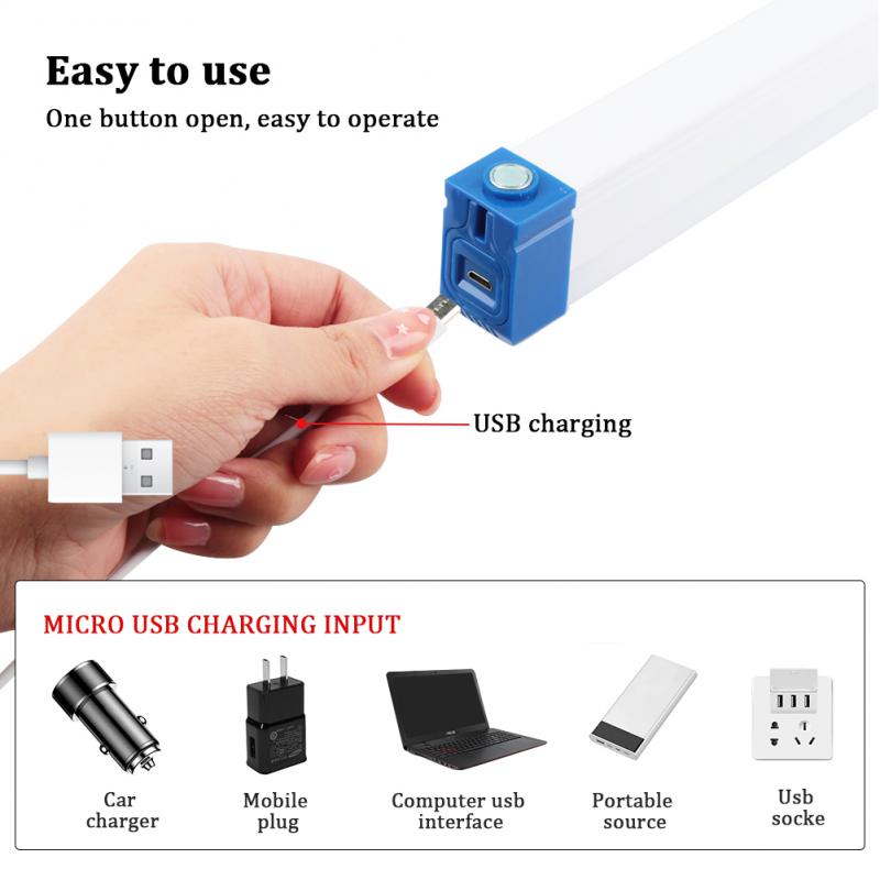 Usb Oplaadbare Led Lamp Draagbare Noodverlichting Led Buis Outdoor Lantaarns Magnetische Licht Zaklamp Camping Lamp 17Cm 32Cm