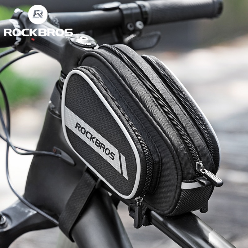 Rockbros Fiets Top Tube Bag Reflecterende Strip Schaalbare Grote Capaciteit Mtb Fiets Zadeltas Bike Voorzijde Zak 1.8L Fiets Accessoires